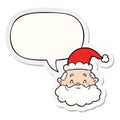 A creative cartoon santa claus face and speech bubble sticker Royalty Free Stock Photo