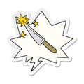 A creative cartoon sharp kitchen knife and speech bubble sticker