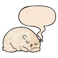 A creative cartoon sleepy polar bear and speech bubble in retro texture style Royalty Free Stock Photo