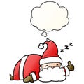A creative cartoon sleepy santa and thought bubble in smooth gradient style