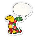 A creative cartoon snakes and speech bubble distressed sticker