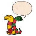 A creative cartoon snakes and speech bubble in retro texture style