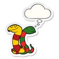 A creative cartoon snakes and thought bubble as a printed sticker