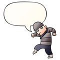 A creative cartoon sneaking thief and speech bubble in smooth gradient style