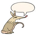 A creative cartoon sneaky rat and speech bubble in comic book style