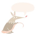 A creative cartoon sneaky rat and speech bubble in retro style