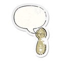 A creative cartoon spoon and speech bubble distressed sticker
