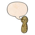 A creative cartoon spoon and speech bubble in retro texture style