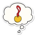 A creative cartoon sports medal and thought bubble as a printed sticker