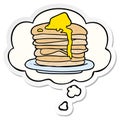 A creative cartoon stack of pancakes and thought bubble as a printed sticker