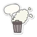 A creative cartoon stinky garbage can and speech bubble sticker