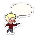 A creative cartoon stressed out pointing and speech bubble sticker