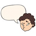 A creative cartoon suspicious man and speech bubble in comic book style Royalty Free Stock Photo