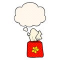 A creative cartoon tissue box and thought bubble in comic book style Royalty Free Stock Photo