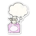 A creative cartoon tissues and thought bubble as a distressed worn sticker Royalty Free Stock Photo