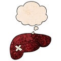 A creative cartoon unhealthy liver and thought bubble in grunge texture pattern style Royalty Free Stock Photo