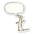 A creative cartoon weasel and speech bubble distressed sticker