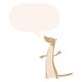 A creative cartoon weasel and speech bubble in retro style