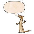 A creative cartoon weasel and speech bubble in retro texture style