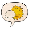 A creative cartoon weather and speech bubble in retro texture style Royalty Free Stock Photo