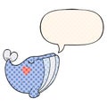 A creative cartoon whale and love heart and speech bubble in comic book style Royalty Free Stock Photo