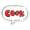 A creative cartoon word cook and speech bubble distressed sticker