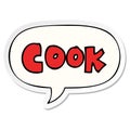 A creative cartoon word cook and speech bubble sticker