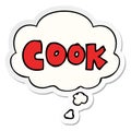 A creative cartoon word cook and thought bubble as a printed sticker