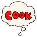 A creative cartoon word cook and thought bubble in comic book style