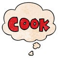 A creative cartoon word cook and thought bubble in grunge texture pattern style