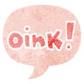 A creative cartoon word oink and speech bubble in retro textured style Royalty Free Stock Photo