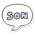 A creative cartoon word son and speech bubble sticker