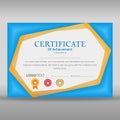 Creative certificate design in blue and yellow Royalty Free Stock Photo