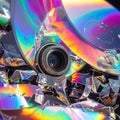 Creative Chaos - Lens and Broken Compact Discs Royalty Free Stock Photo