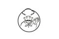 Creative Chef Head Moustache Hat Cartoon Logo