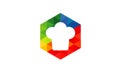 Creative Chef Hat Hexagon Colors Logo Vector Symbol Design Illustration