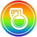 A creative chemical vial circular in rainbow spectrum