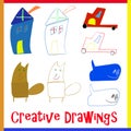 4 Creative Child Drawing vectors