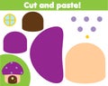 Creative children educational game. Paper cut activity. Make fairy mushroom with glue and scissors