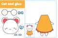 Creative children educational game. Paper cut and paste activity. Make a cute mouse animal with glue and scissors