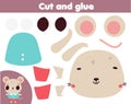 Creative children educational game. Paper cut and paste activity. Make a cute mouse animal with glue and scissors Royalty Free Stock Photo
