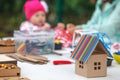 Creative children play with craft. Cute preschool children prepa Royalty Free Stock Photo