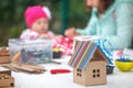 Creative children play with craft. Cute preschool children prepa Royalty Free Stock Photo