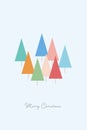 Creative Christmas card template, minimal design. Colorful xmas trees. Eps10 illustration