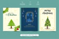 Creative Christmas gift card design with realistic wreath and wish calligraphy. Luxurious invitation card set vector with blue and Royalty Free Stock Photo