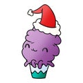 A creative christmas gradient cartoon of kawaii muffin