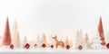 Creative Christmas Holiday Background: Elegant Ornaments on a Crisp White Background, Modern and Simplistic Design