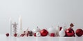 Creative Christmas Holiday Background: Elegant Ornaments on a Crisp White Background, Modern and Simplistic Design