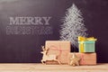 Creative Christmas tree background with gifts Royalty Free Stock Photo