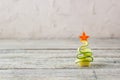 Creative christmas tree of cucumber, cheese and star of carrot. Funny kids food for new year party Royalty Free Stock Photo